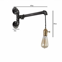 Vintage Industrial Pipe Wall Lights Z przełącznikiem Kreatywne oświetlenie Restauracja Kawiarnia Bar Dekoracja oświetlenie Z 1 światłem Malowane wykończenie