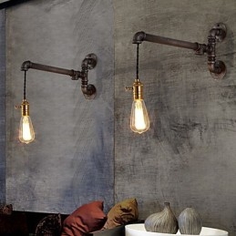 Vintage Industrial Pipe Wall Lights Z przełącznikiem Kreatywne oświetlenie Restauracja Kawiarnia Bar Dekoracja oświetlenie Z 1 światłem Malowane wykończenie