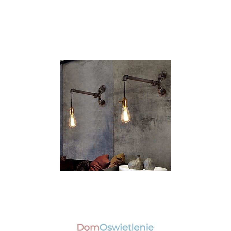 Vintage Industrial Pipe Wall Lights Z przełącznikiem Kreatywne oświetlenie Restauracja Kawiarnia Bar Dekoracja oświetlenie Z 1 światłem Malowane wykończenie