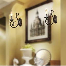 Miniaturowa lampa ścienna retro do korytarza, metalowa, w kształcie świecy, oświetlenie ścienne