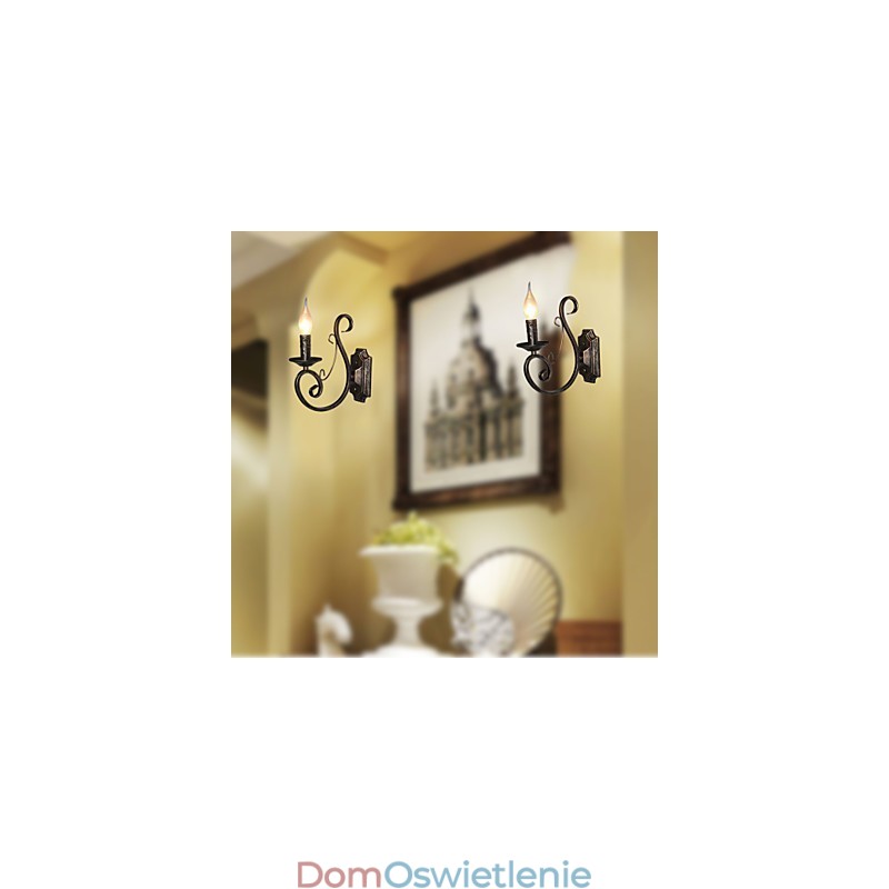 Miniaturowa lampa ścienna retro do korytarza, metalowa, w kształcie świecy, oświetlenie ścienne