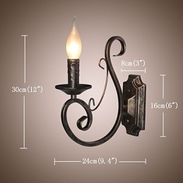 Miniaturowa lampa ścienna retro do korytarza, metalowa, w kształcie świecy, oświetlenie ścienne
