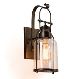 Retro Industrial Loft Lantern 1 kinkiet ścienny z przezroczystym szkłem