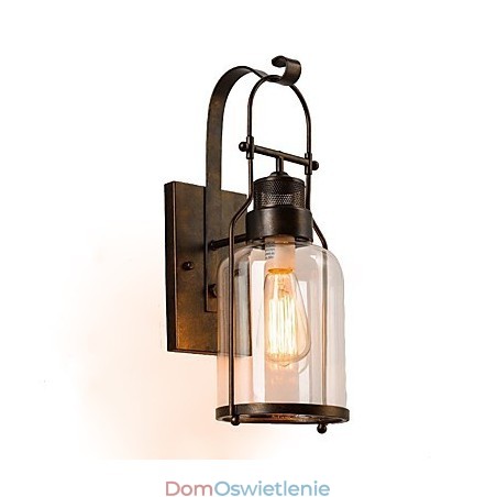 Retro Industrial Loft Lantern 1 kinkiet ścienny z przezroczystym szkłem Retro Industrial Loft Lantern 1 kinkiet ścienny z przezroczystym szkłem
