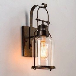 Retro Industrial Loft Lantern 1 kinkiet ścienny z przezroczystym szkłem