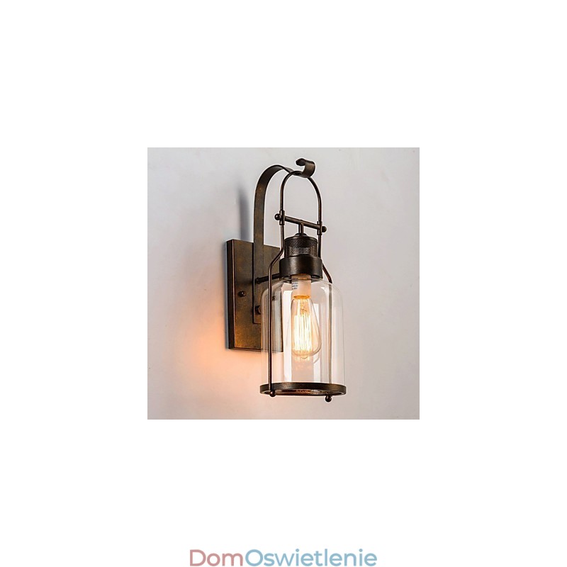 Retro Industrial Loft Lantern 1 kinkiet ścienny z przezroczystym szkłem
