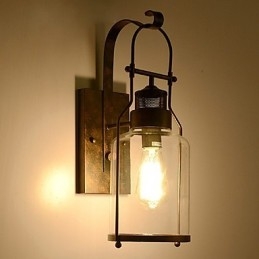 Retro Industrial Loft Lantern 1 kinkiet ścienny z przezroczystym szkłem