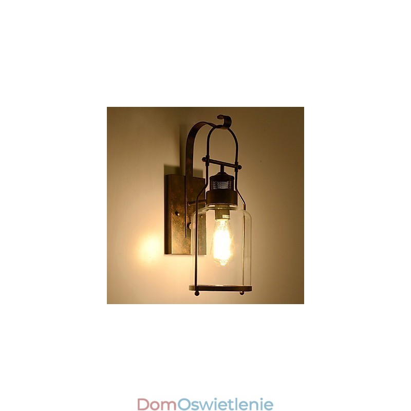 Retro Industrial Loft Lantern 1 kinkiet ścienny z przezroczystym szkłem