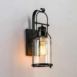 Retro Industrial Loft Lantern 1 kinkiet ścienny z przezroczystym szkłem