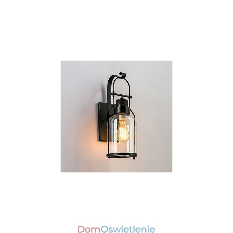 Retro Industrial Loft Lantern 1 kinkiet ścienny z przezroczystym szkłem