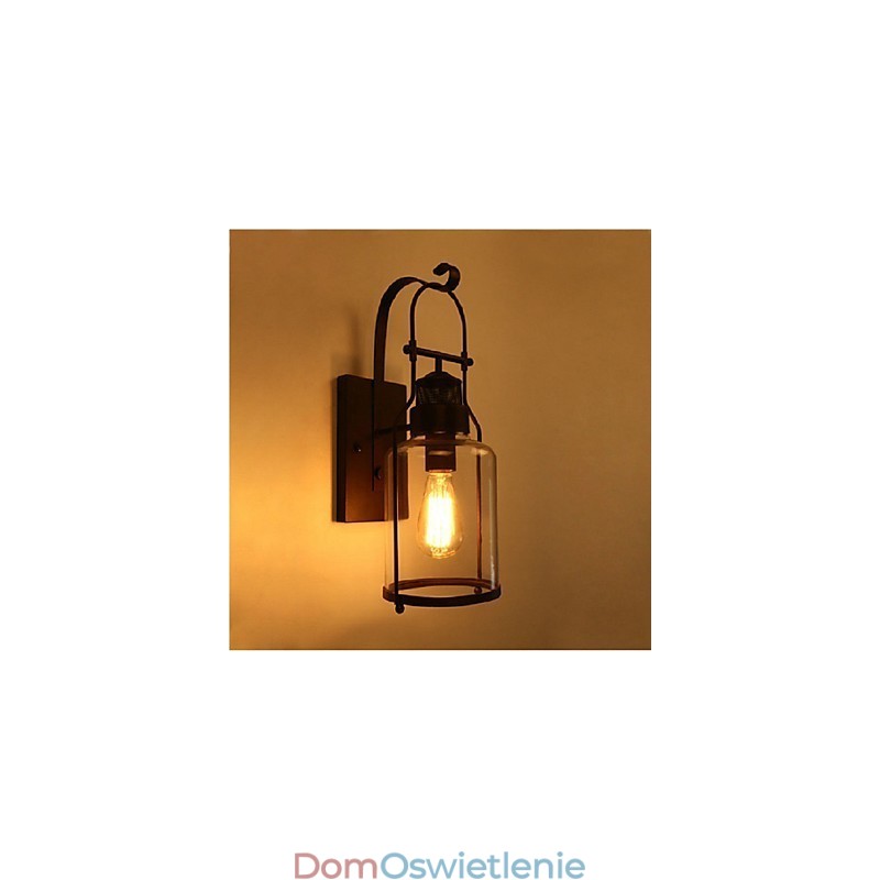 Retro Industrial Loft Lantern 1 kinkiet ścienny z przezroczystym szkłem