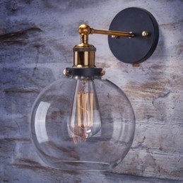 1-światłowa lampa ścienna do sypialni Rustic Lodge z kloszem szklanym