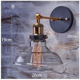 1-światłowa lampa ścienna do sypialni Rustic Lodge z kloszem szklanym