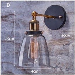 1-światłowa lampa ścienna do sypialni Rustic Lodge z kloszem szklanym