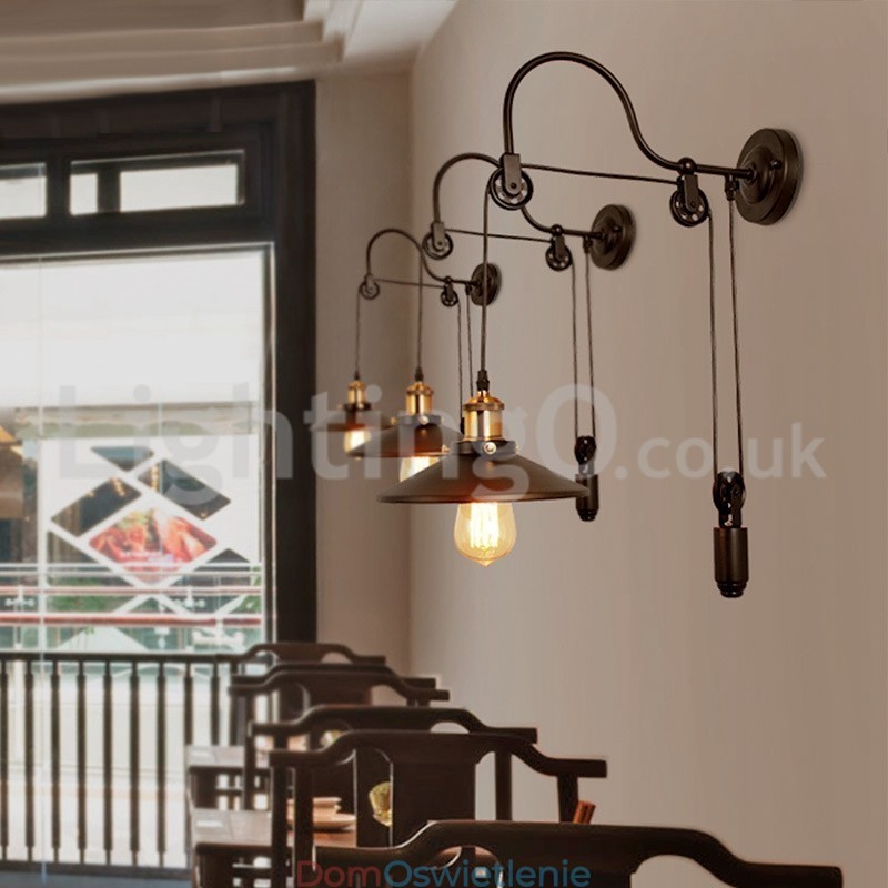 Retro Flush Mounted Wall Lights Aisle Bar Cafe Sypialnia Gabinet Loft Pulley Wall Lamp