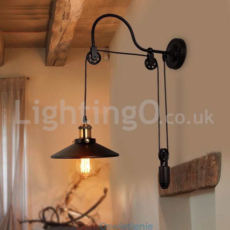 Retro Flush Mounted Wall Lights Aisle Bar Cafe Sypialnia Gabinet Loft Pulley Wall Lamp