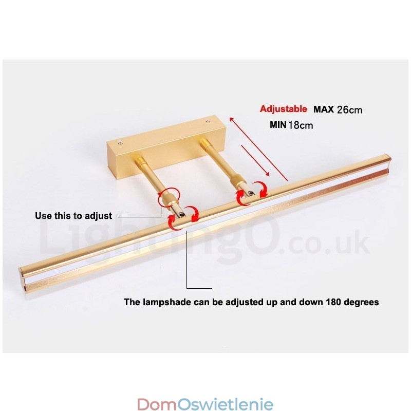 Lampa lustrzana IP44 Oświetlenie łazienkowe Oświetlenie ścienne w górę i w dół z kloszem akrylowym Oświetlenie do makijażu
