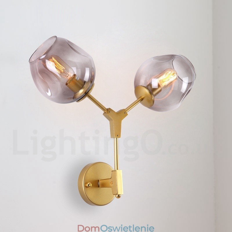 Rustykalna, retro, zabytkowa, dwupunktowa lampa ścienna z wielokolorowym szklanym kloszem, specjalnie do hotelu, biura, salonu, sypialni