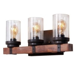3-punktowa lampa ścienna w stylu vintage z drewna w stylu industrialnym do baru Wind Bar Loft Coffee Restaurant