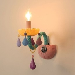 Macaron 1 Light Multi Crystal Candle Retro Glass Wall Light do pokoju dziecięcego Sypialnia dziecięca