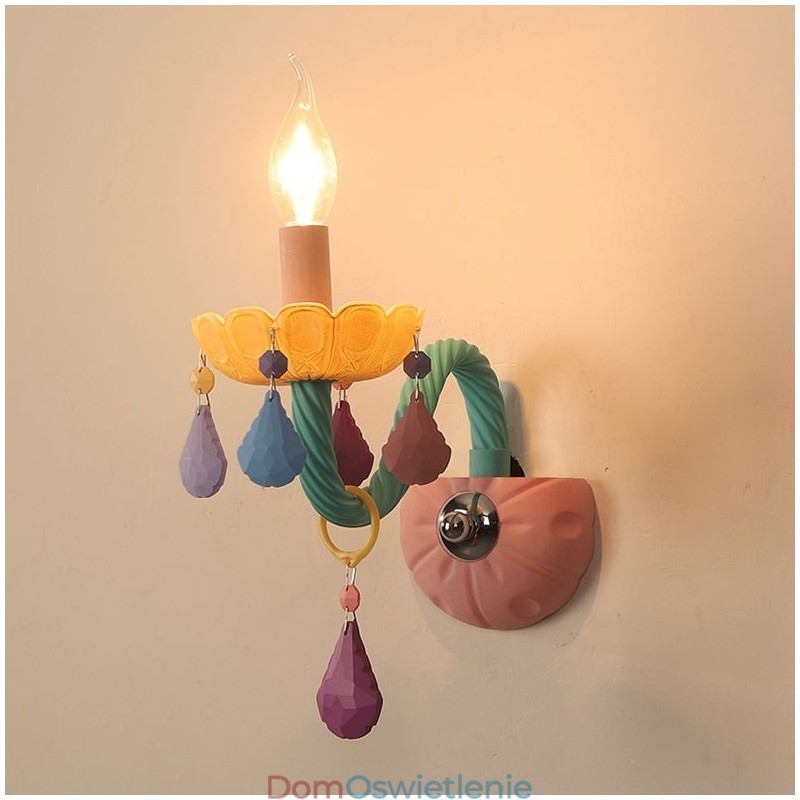 Macaron 1 Light Multi Crystal Candle Retro Glass Wall Light do pokoju dziecięcego Sypialnia dziecięca