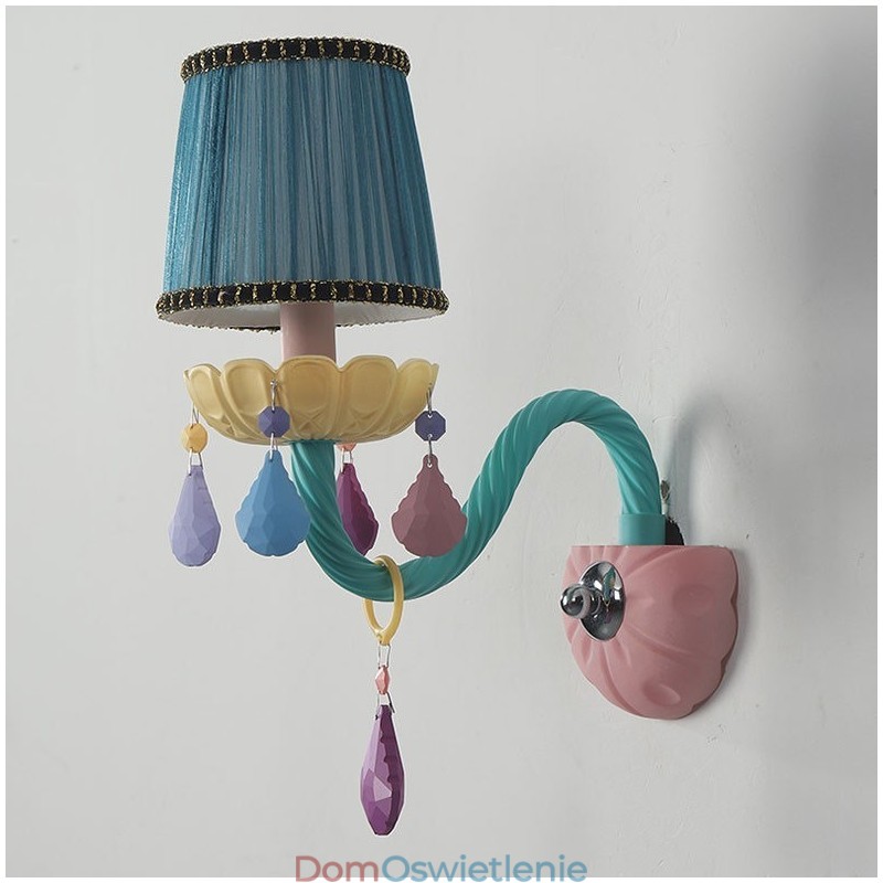 Macaron 1 Light Multi Crystal Candle Retro Glass Wall Light do pokoju dziecięcego Sypialnia dziecięca