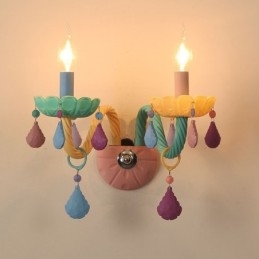 Macaron 2 Light Multi Crystal Candle Retro Glass Wall Light do pokoju dziecięcego Sypialnia dziecięca