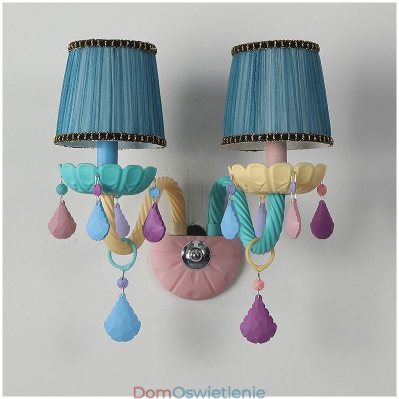 Macaron 2 Light Multi Crystal Candle Retro Glass Wall Light do pokoju dziecięcego Sypialnia dziecięca