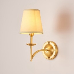 Czysty mosiądz Luksusowy Rustykalny Retro Vintage 1 Światło Świeca Ścienna z Kloszem Materiałowym Specjalnie Do Hotelu Sypialnia Salon Jadalnia
