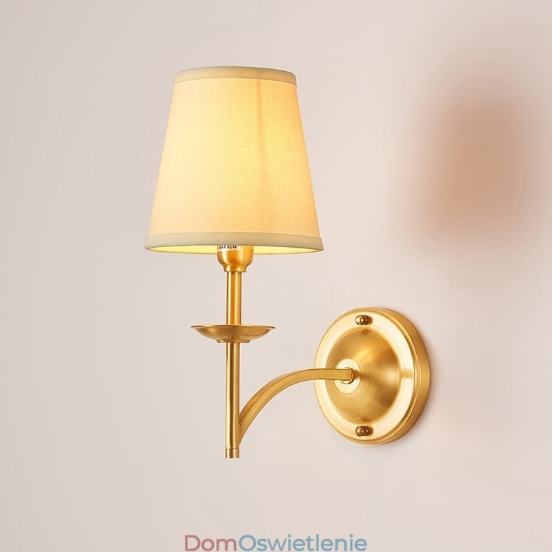 Czysty mosiądz Luksusowy Rustykalny Retro Vintage 1 Światło Świeca Ścienna z Kloszem Materiałowym Specjalnie Do Hotelu Sypialnia Salon Jadalnia