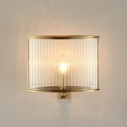 Luksusowa rustykalna retro vintage z czystego mosiądzu, 1 lampa ścienna z kloszem szklanym