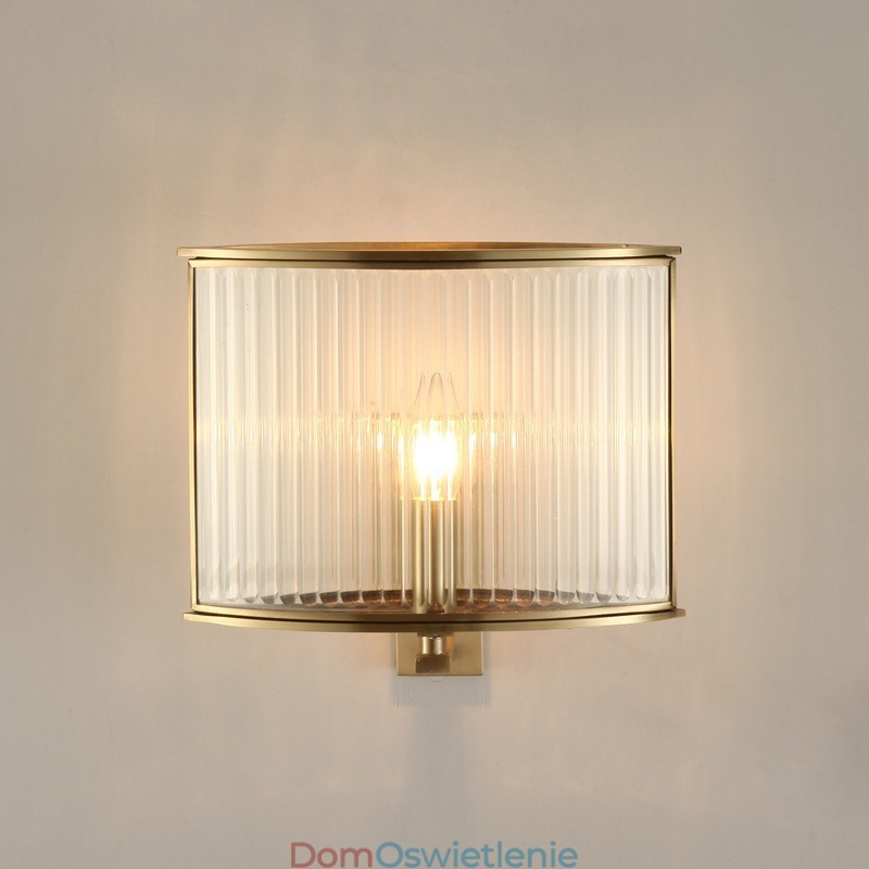 Luksusowa rustykalna retro vintage z czystego mosiądzu, 1 lampa ścienna z kloszem szklanym