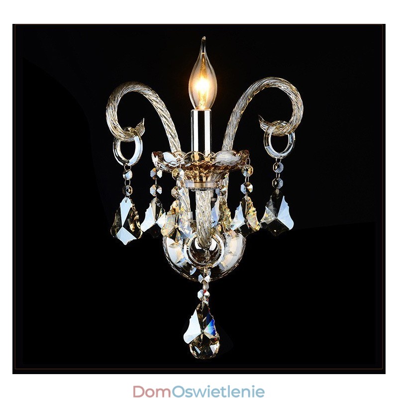 1 Światło Pasujące Kolor Koniak K9 Kryształowa Świeca Retro Szklana Ścienna Lampa