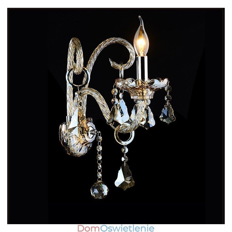 1 Światło Pasujące Kolor Koniak K9 Kryształowa Świeca Retro Szklana Ścienna Lampa