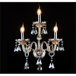 3 światła pasujące do koniakowego koloru K9 kryształowa świeca retro szklana lampa ścienna