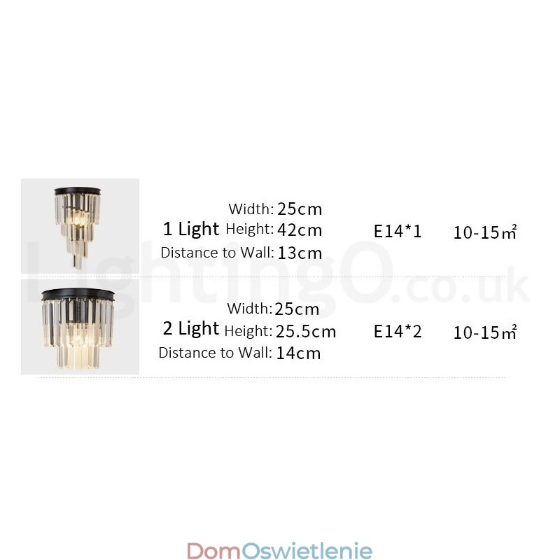 Nowoczesna luksusowa lampa ścienna K9 Crystal z kryształowym kloszem