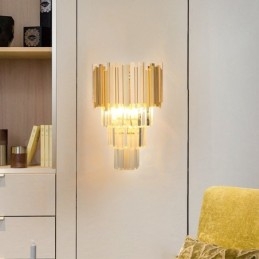 Złota pasująca do postmodernistycznej luksusowej lampy ściennej K9 Crystal z kryształowym kloszem