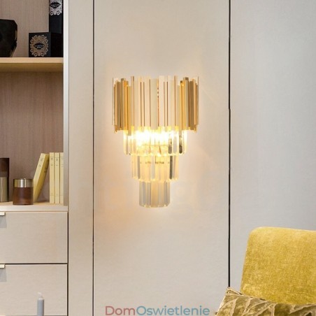 Złota pasująca do postmodernistycznej luksusowej lampy ściennej K9 Crystal z kryształowym kloszem