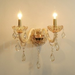 2-kolorowa złota świeca K9 Crystal Candle Retro szklana lampa ścienna