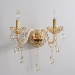 2-kolorowa złota świeca K9 Crystal Candle Retro szklana lampa ścienna