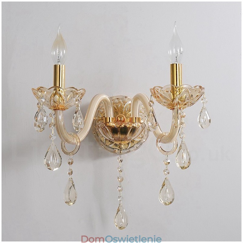 2-kolorowa złota świeca K9 Crystal Candle Retro szklana lampa ścienna