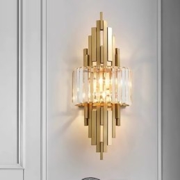 Postmodernistyczna luksusowa kryształowa lampa ścienna do salonu, tło telewizora, sypialnia, lampa ścienna przy łóżku