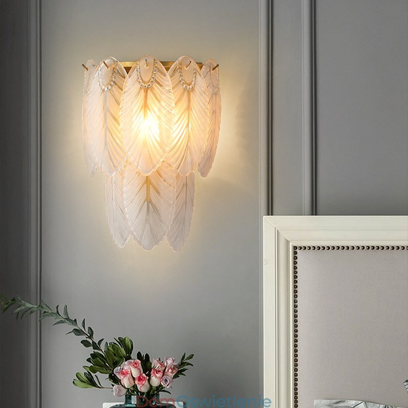 Kinkiety ścienne Nordic French Feather Crystal Postmodern Lighting Luksusowy salon Tło ścienne Korytarz jak Hotel Panel Kinkiet