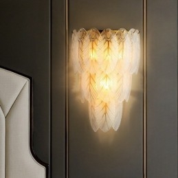 Kinkiety ścienne Nordic French Feather Crystal Postmodern Lighting Luksusowy salon Tło ścienne Korytarz jak Hotel Panel Kinkiet