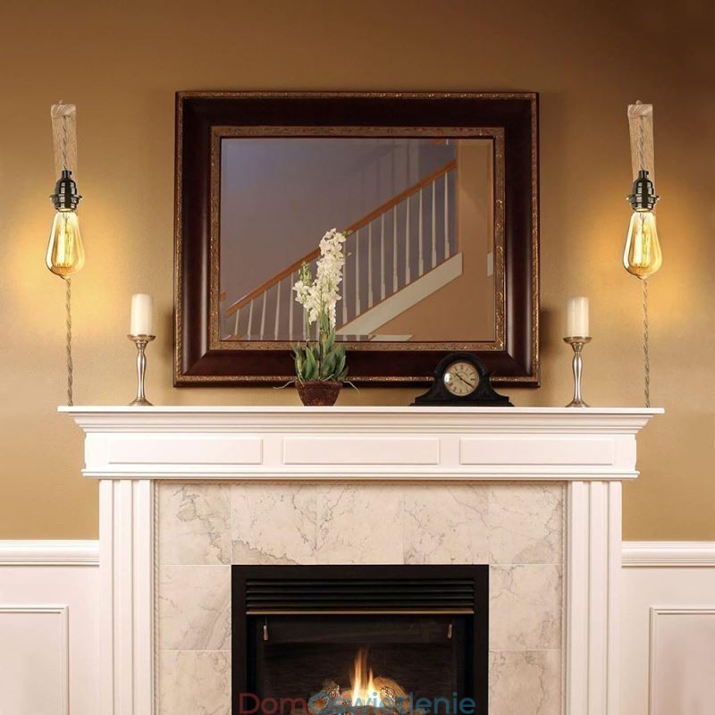 Kinkiet z litego drewna, amerykański pasterski, retro, konopny sznur, lampa ścienna z wtyczką