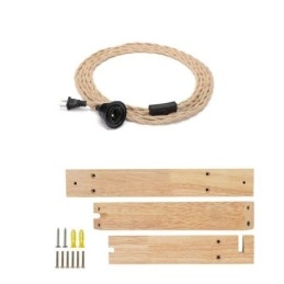 Kinkiet z litego drewna, amerykański pasterski, retro, konopny sznur, lampa ścienna z wtyczką