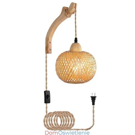 Kinkiet ścienny z bambusa, amerykański pasterski, retro, konopny sznur, lampa ścienna z wtyczką Kinkiet ścienny z bambusa, amerykański pasterski, retro, konopny sznur, lampa ścienna z wtyczką