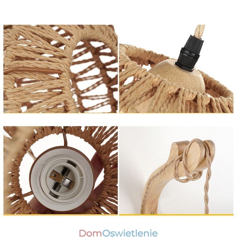 Amerykański kinkiet retro 3M konopna lina wisząca papierowa lina tkana abażur