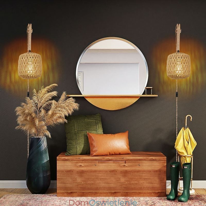 Amerykański kinkiet retro 3M konopna lina wisząca papierowa lina tkana abażur