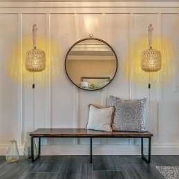 Amerykański kinkiet retro 3M konopna lina wisząca papierowa lina tkana abażur